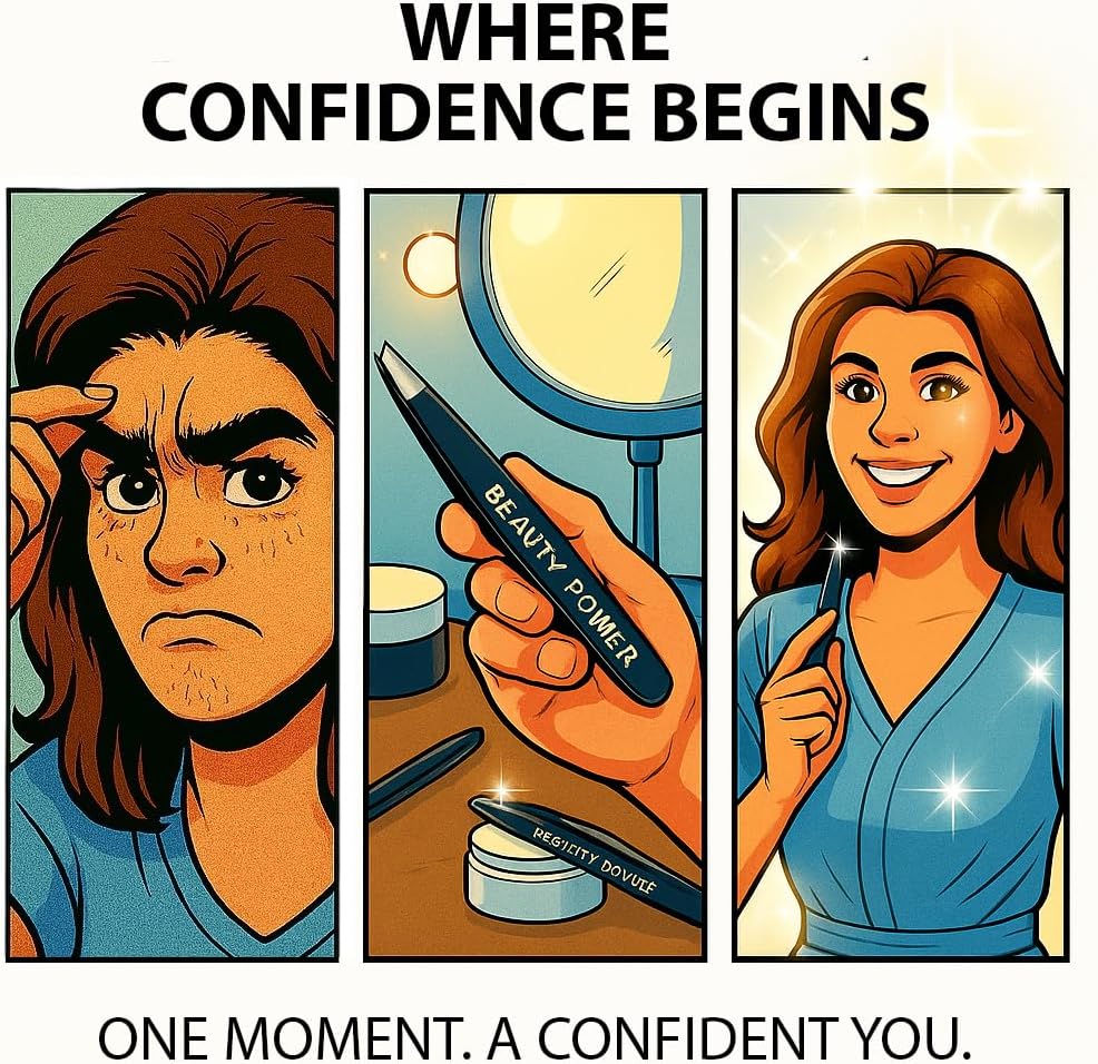 Slant Tip Precision Tweezers - Stainless Steel Eyebrow Tweezers for Women & Men - Precision Tweezers for Facial Hair, Ingrown Hair & Brow Shaping - Professional Beauty Tool (Matte Black)