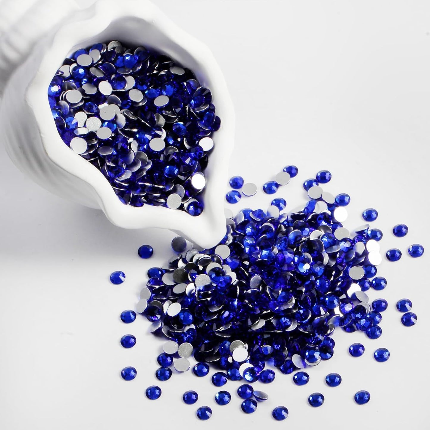 5000PCS SS6 Flatback Rhinestones | 12-Facet Diamond-Cut Glass Gems for Nail Art, Clothing, DIY Crafts |Glue-On Decoration Stones with Silver Backing(Sapphire)