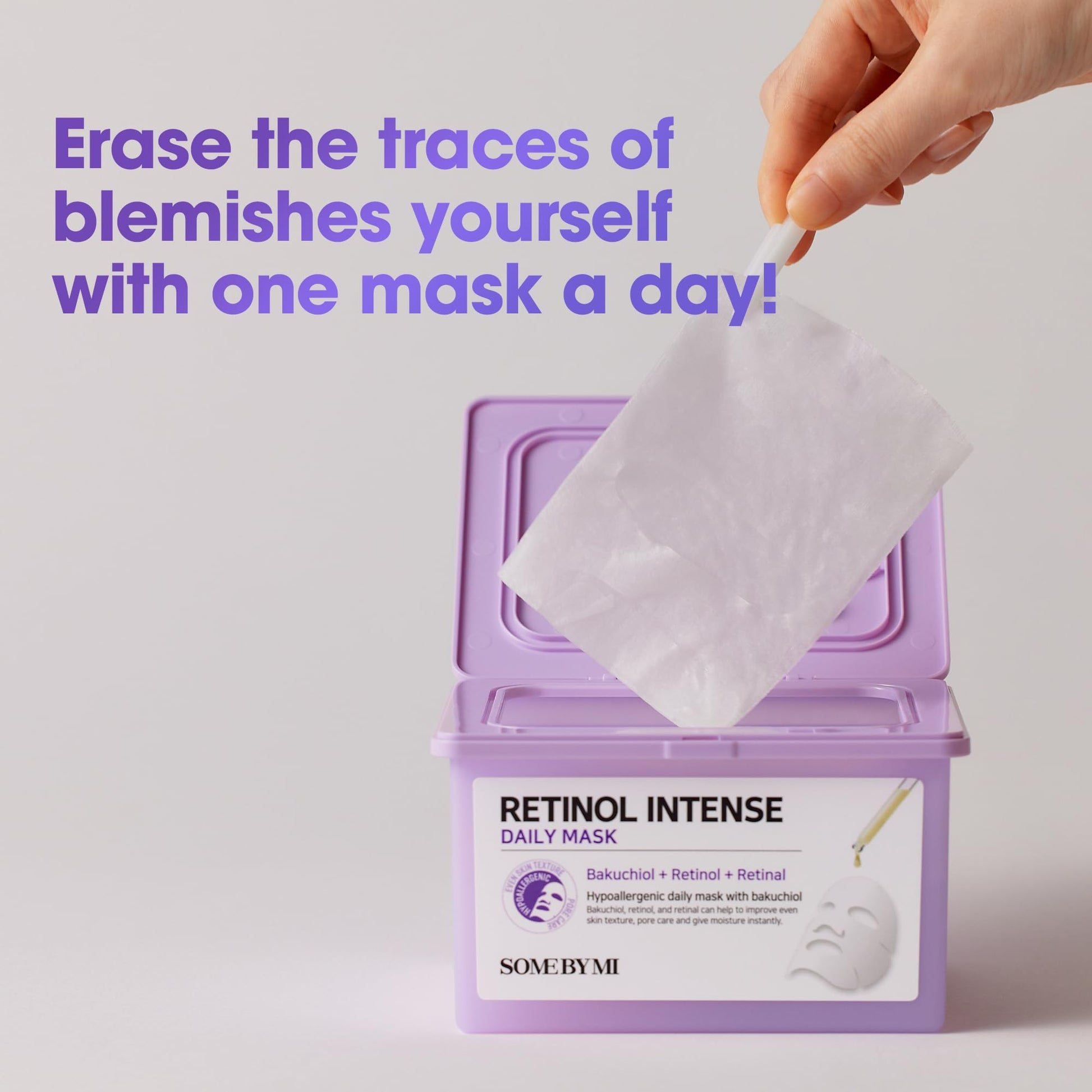 SOME BY MI Retinol Intense Daily Mask - 30 Sheets, 11.8Oz - Mild Korean Retinol Vegan Face Sheet