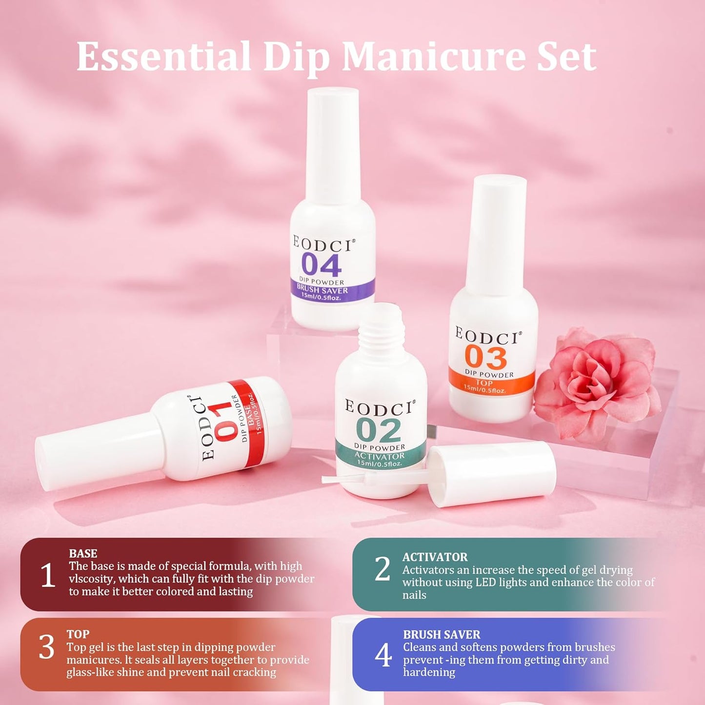 12 Pcs Dip Powder Nail Kit Starter, 6 Colors Glitter Pink Nude Sparkle Purple Dipping Powder Kit with Base & Top Coat/Activator/Brush Saver, Nail Art Dip Manicure Kits for Women