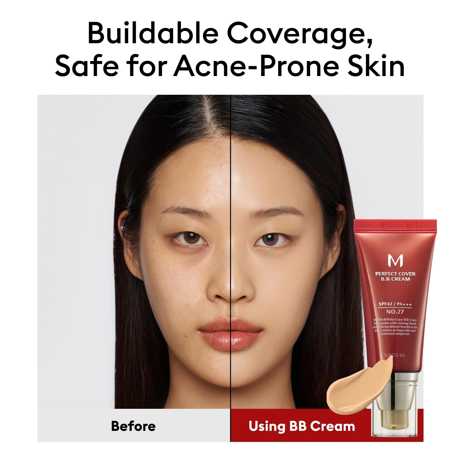 MISSHA M PERFECT COVER BB CREAM #27 SPF 42 PA+++ 50ml-Lightweight, Multi-Function, High Coverage