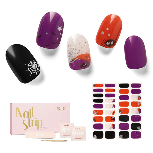 NAILOG Semi Cured Gel Nail Strips 34 pcs| Buy 2 Get 1 UV Lamp | Long Lasting Nail Polish Sticker