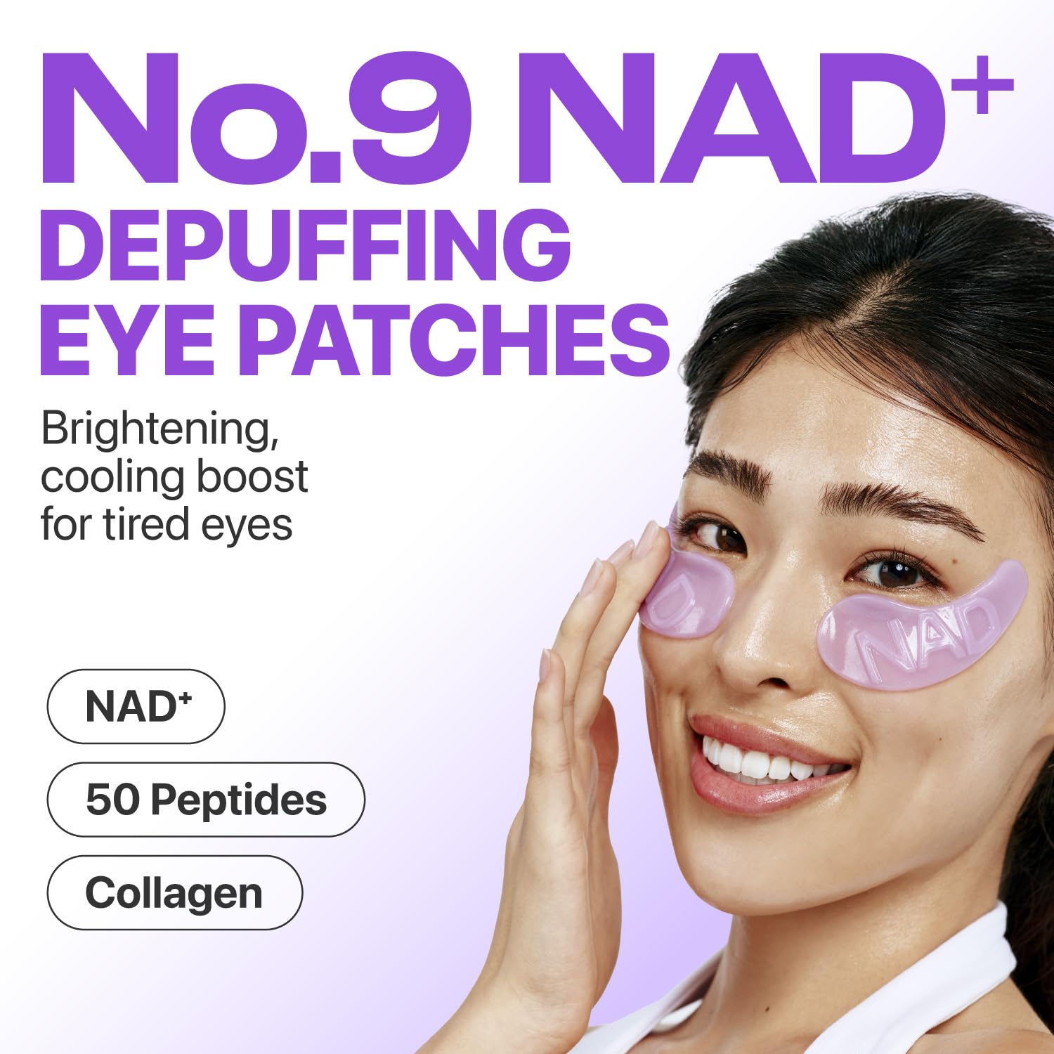 numbuzin No.9 Eye Patches, NAD+ Collagen Jelly Eye Masks with Peptides, Caffeine & Niacinamide
