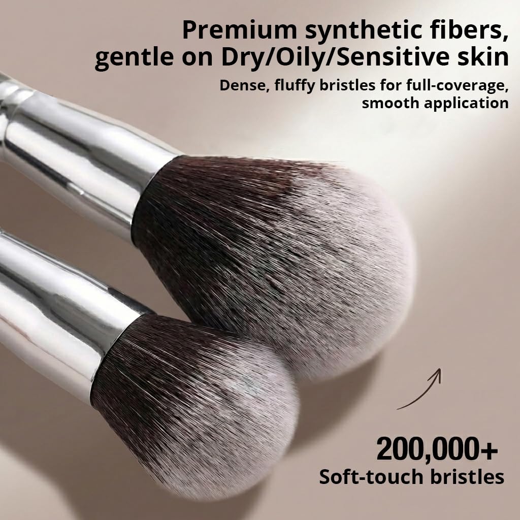 BEAKEY Makeup Brushes set with 2 Blending Sponges,10 Brush Face and Eye Set