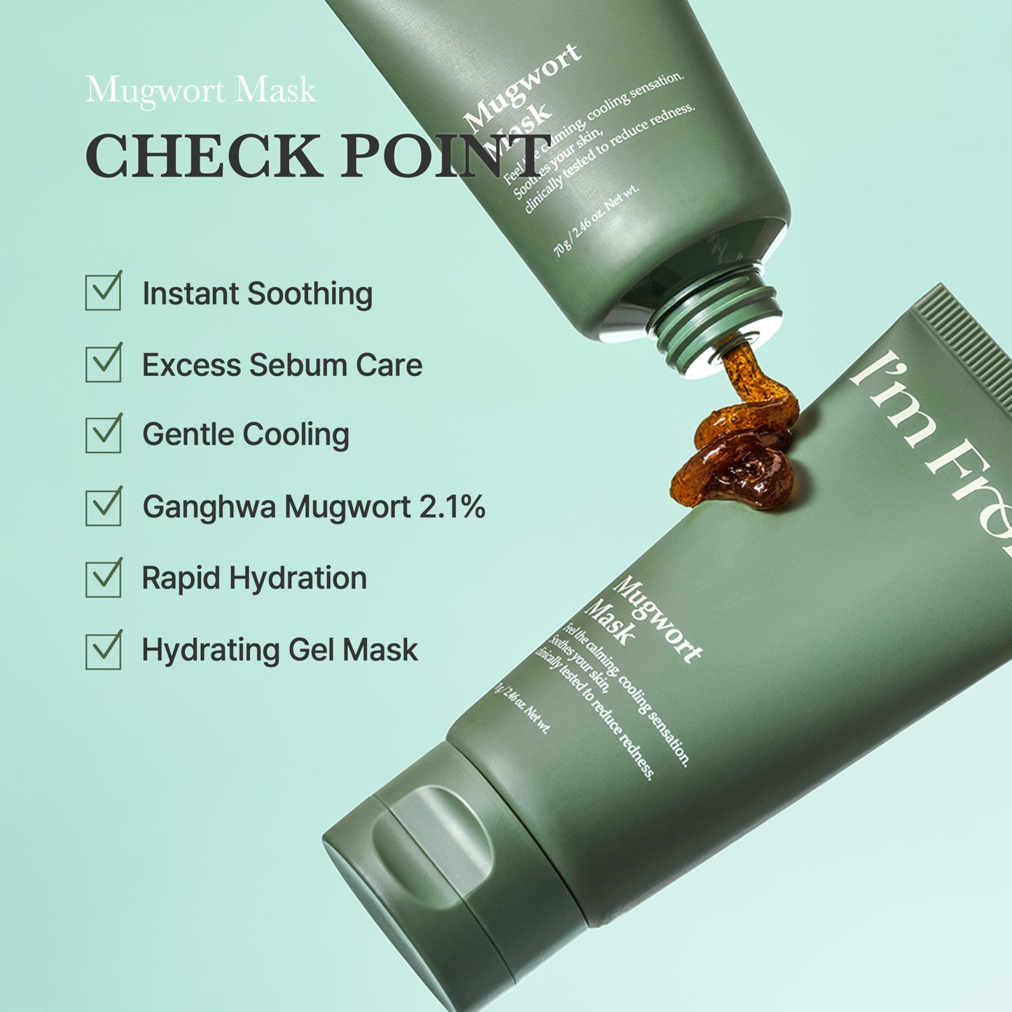 I'm from Mugwort Mask, Wash-Off Calming Face Mask with Mugwort Extract, Cooling & Soothing Care for