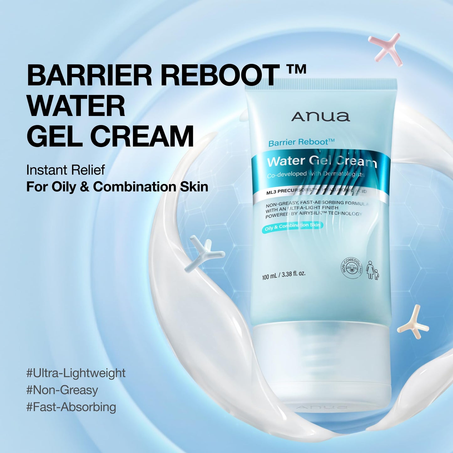 ANUA Barrier Reboot Water Gel Cream, 3.38 fl oz