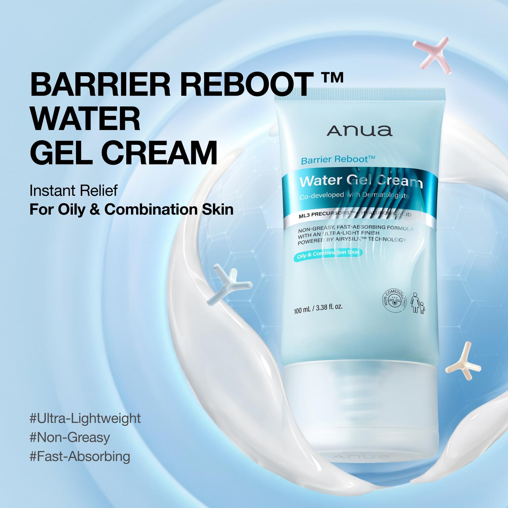 ANUA Barrier Reboot Water Gel Cream, 3.38 fl oz