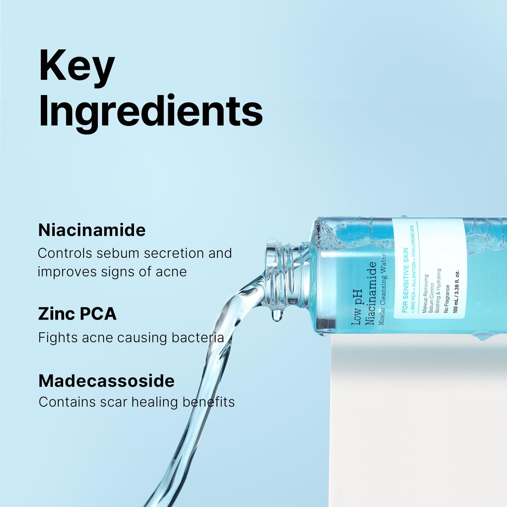 COSRX Low pH Niacinamide Cleansing Water for Sensitive Skin, 3.38 fl.oz