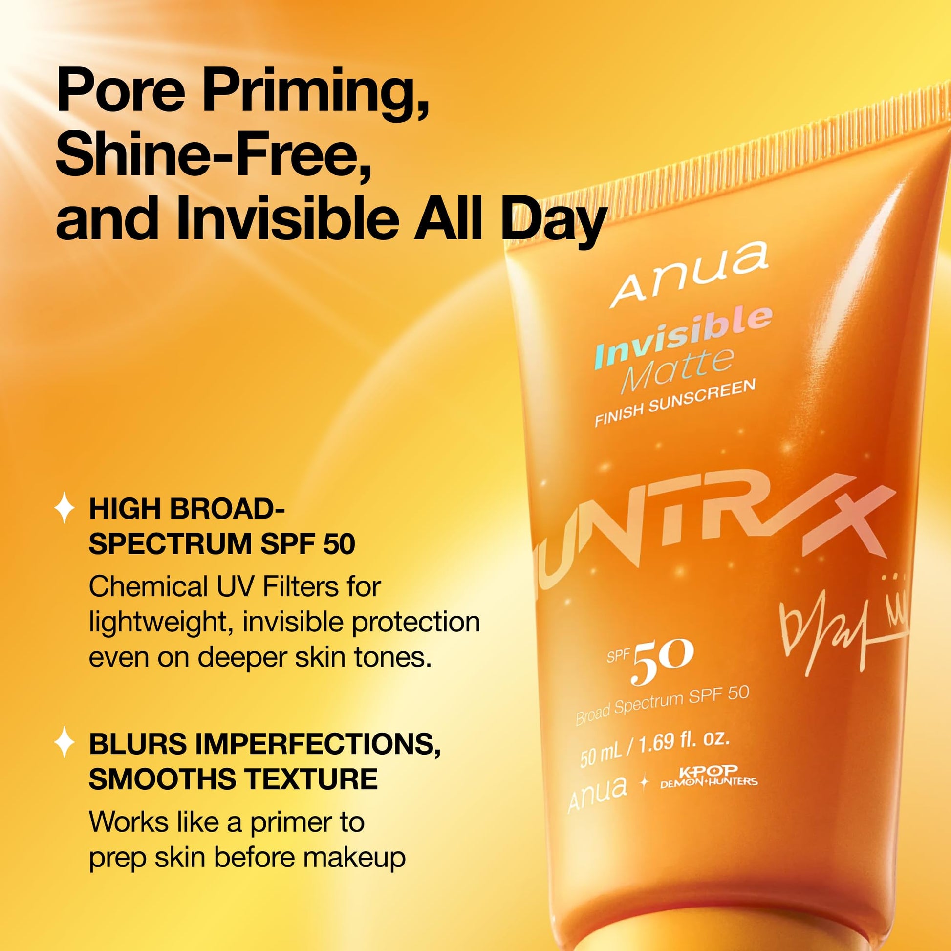Anua Invisible Matte Finish Sunscreen, Broad Spectrum SPF50, Clear Gel, Non Comedogenic UV Filters