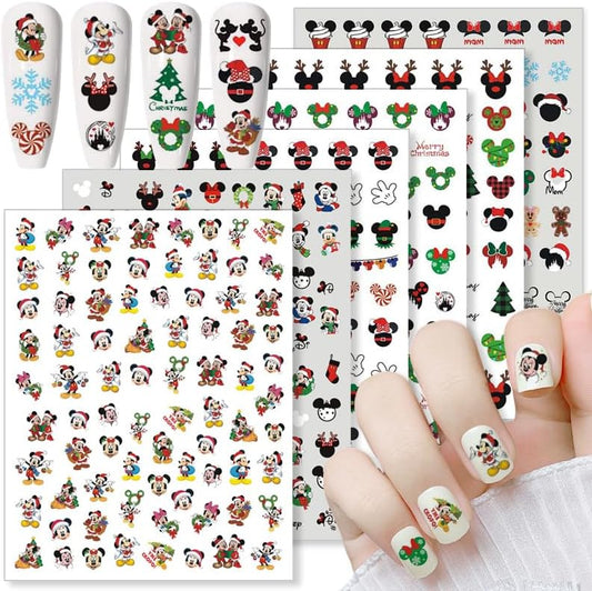 Cartoon Nail Art Stickers Decals Cute Christmas Nail Decals Design 3D Self-Adhesive Nail Art