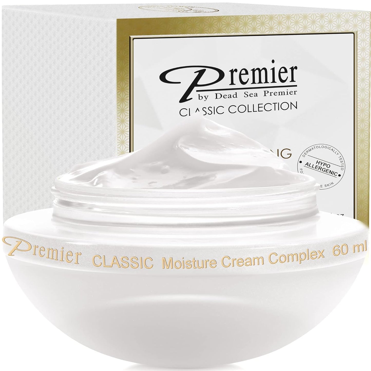 Premier Dead Sea Classic moisture complex cream normal to dry skin, sensitive skin, Anti-Aging to Smooth Wrinkles, Lightweight, Non-greasy Facial Cream, Vitamin A & E, Ginkgo 2.4 FL.oz