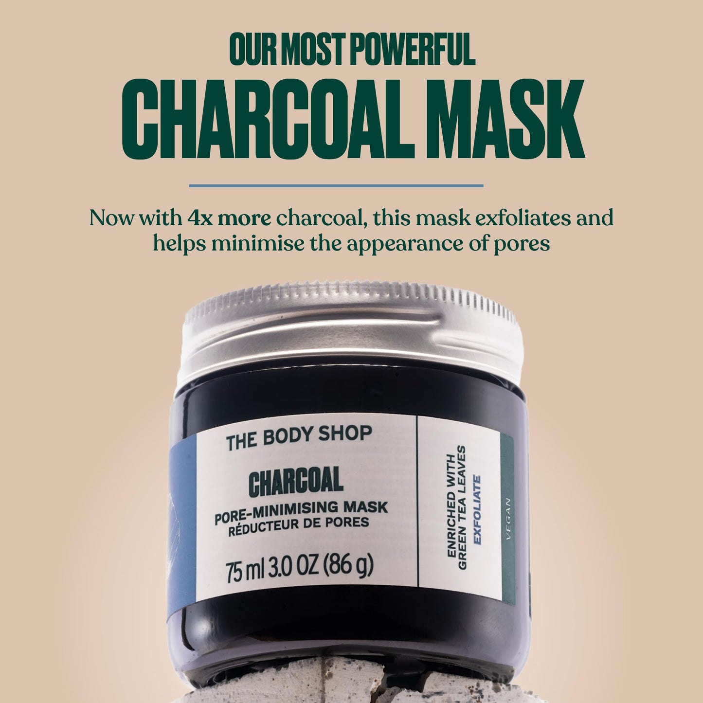 The Body Shop Charcoal Pore-Minimizing Mask | Clay-Based Exfoliating Face Mask | Absorbs Excess