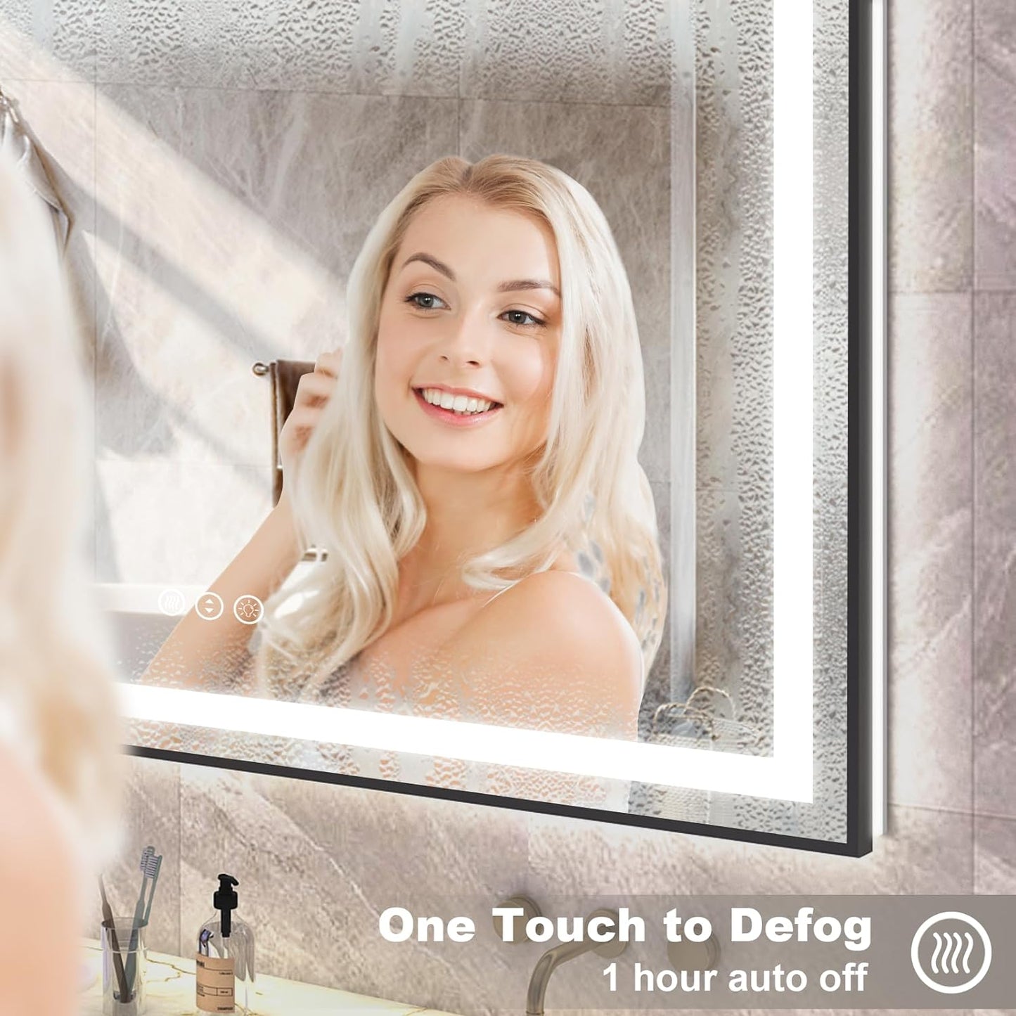 OKPAL 26x40 LED Bathroom Mirror, Frontlit & Backlit Lighted Bathroom Mirror, LED Vanity Mirror with Lights, Anti-Fog, Dimmable 3 Colors, Shatterproof, Horizontal/Vertical