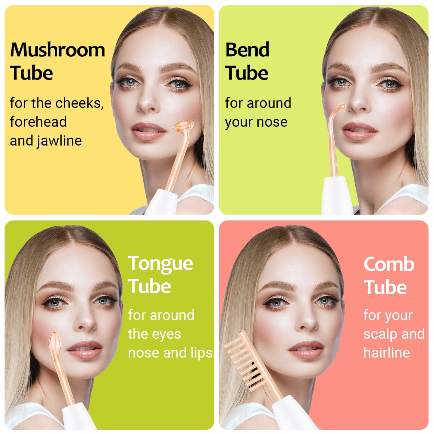 High Frequency Facial Wand - Uaike Orange Portable Handheld High Frequency Facial Machine - with 4 Pcs Orange Glass Tubes - at Home Skin Face Wand Device