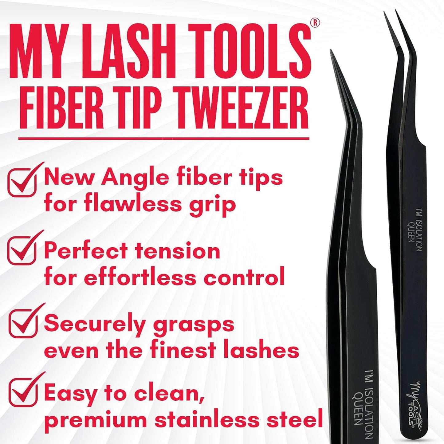 Isolation Tweezer Black Fiber Tip Lash Tweezer 12cm – Precision Stainless Steel Eyelash Extension Tool, Anti-Slip, Fine Tip for Lash Separation & Placement, Lash Artist Supplies