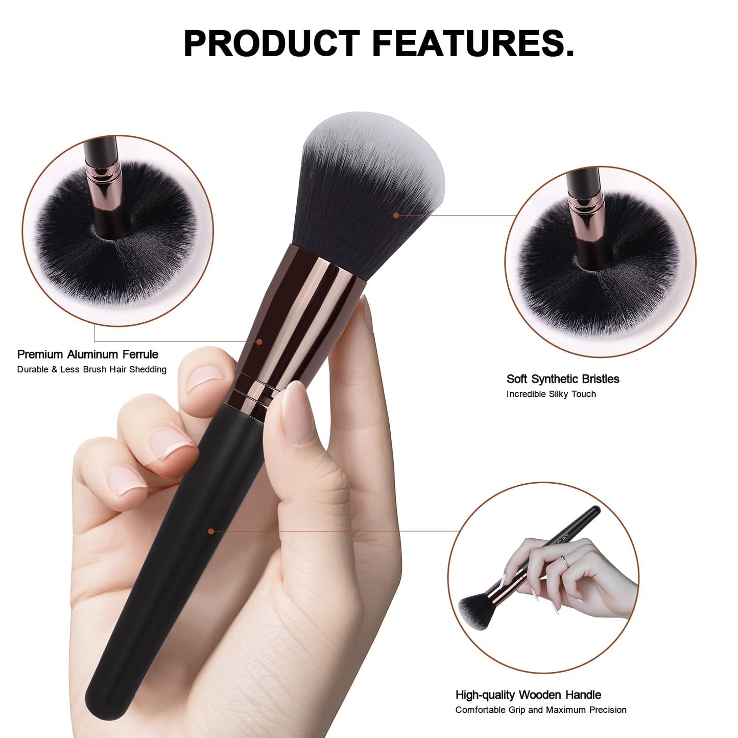 Real Perfection Makeup Brushes 24pcs Makeup Brush Set Premium Synthetic Powder Foundation Contour Blush Concealer Eye Shadow Blending Liner Make Up Brush Kit with Case