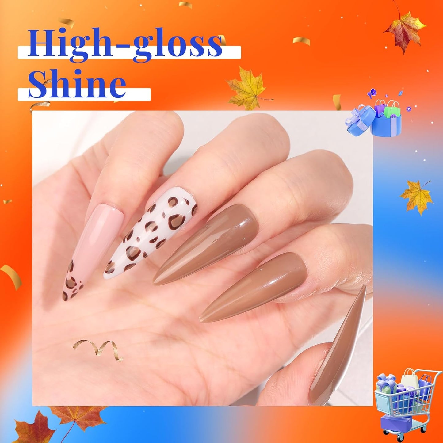 Beetles Fall Gel Nail Polish Set Brown Beige Mauve Pink Nude White Neutral 6 Colors Gel Polish Kit for Nail Art Manicure Soak Off Uv LED Nail Lamp Needed Gifts for Women Coffee Time