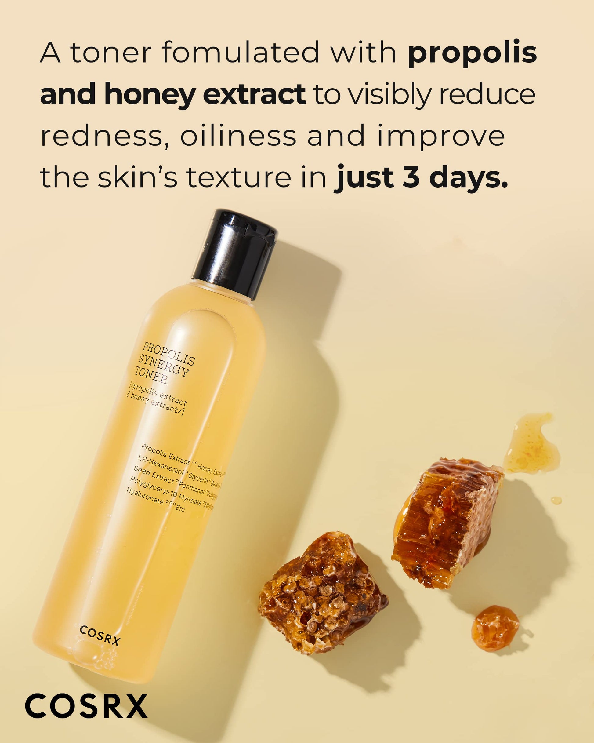 COSRX 72% Propolis Honey Toner, 3X Increase in Moisture Level, 5.07 fl.oz