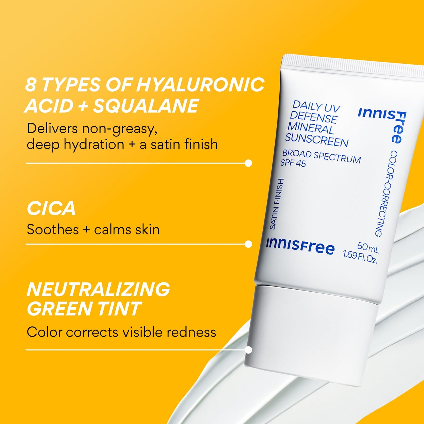 innisfree Daily Mineral UV Defense SPF 45 | Tinted Korean Sunscreen with Zinc Oxide for Redness |