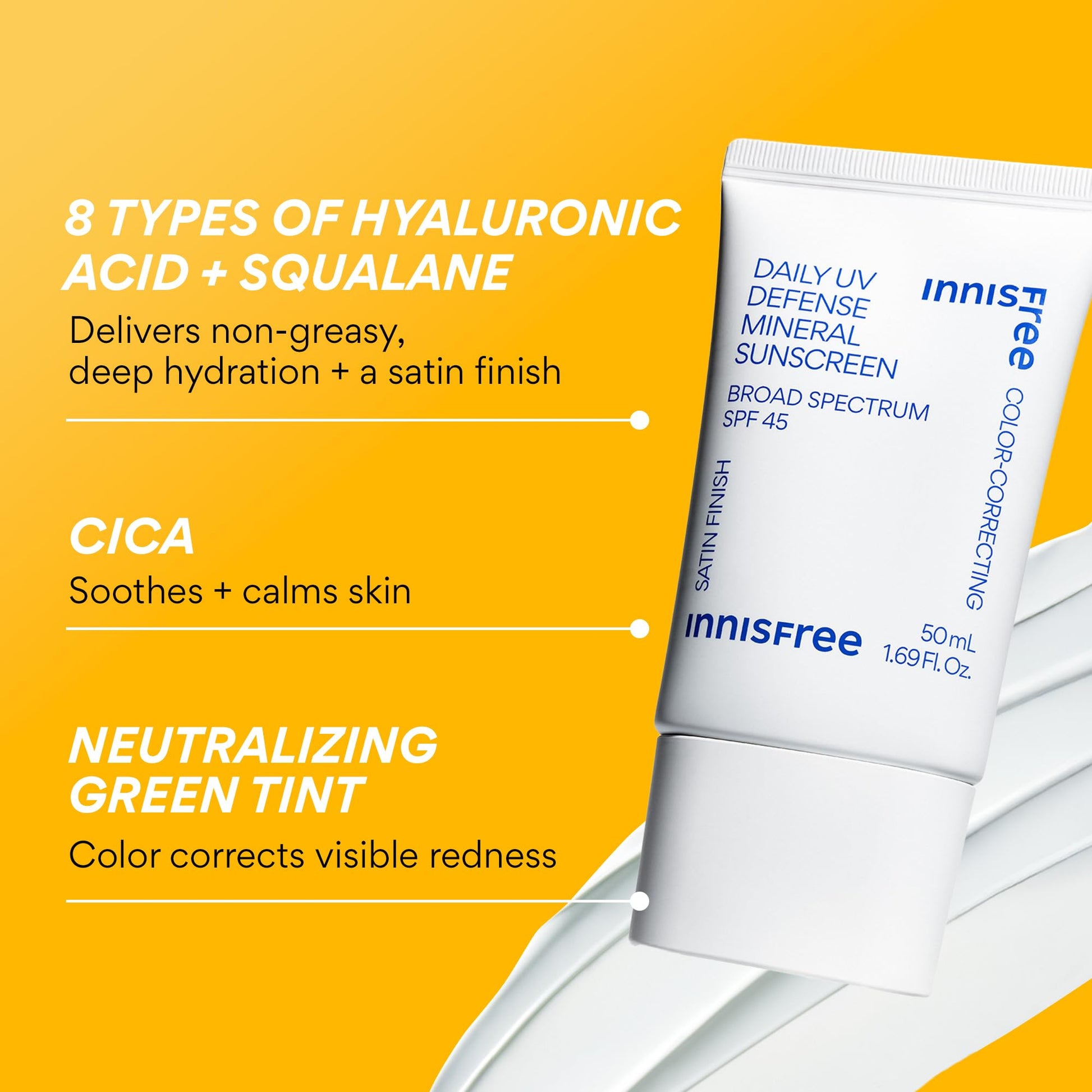 innisfree Daily Mineral UV Defense SPF 45 | Tinted Korean Sunscreen with Zinc Oxide for Redness |