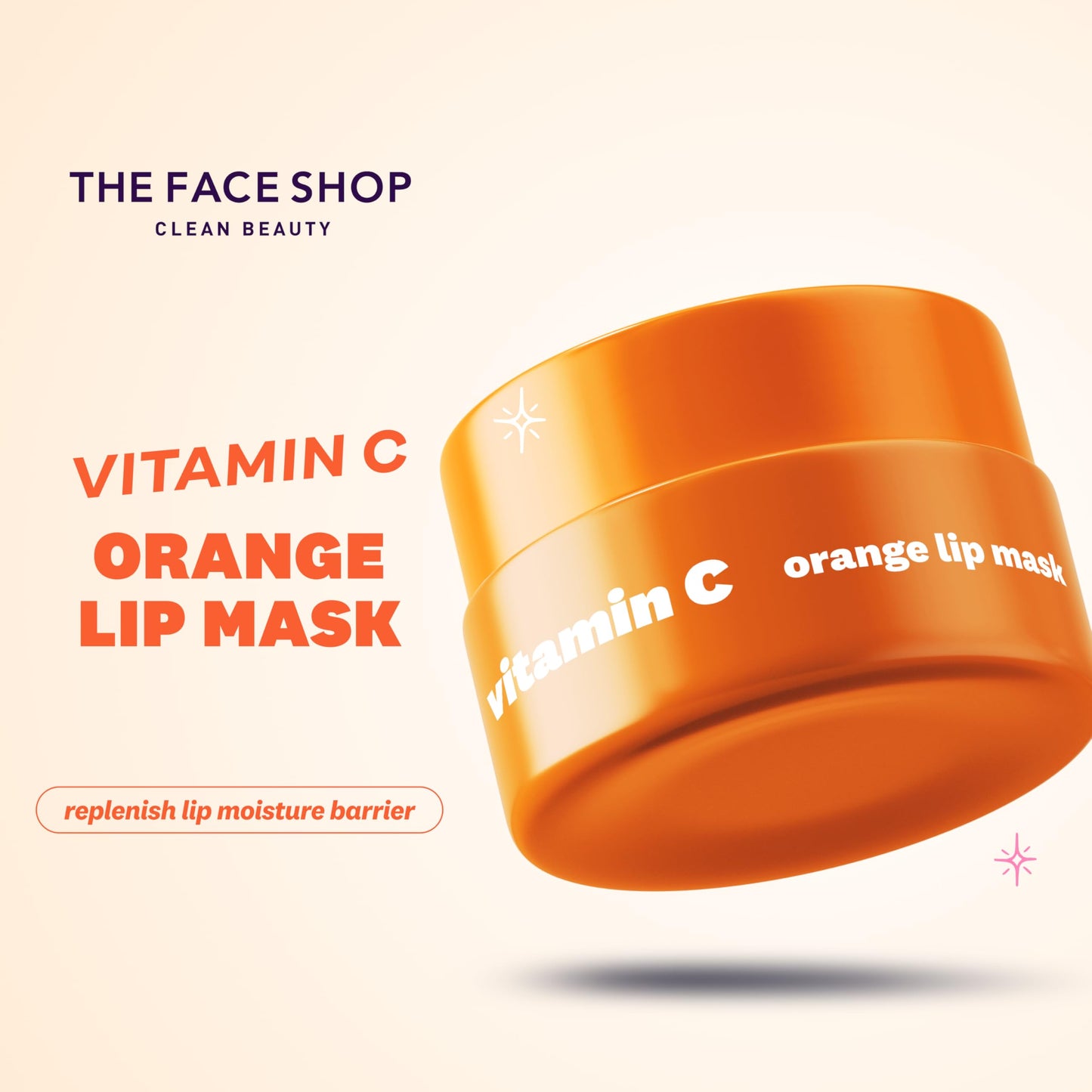 THE FACE SHOP Vitamin C & Orange Lip Mask, Revitalizing & Moisturizing Lip Balm, Lip Sleeping Mask