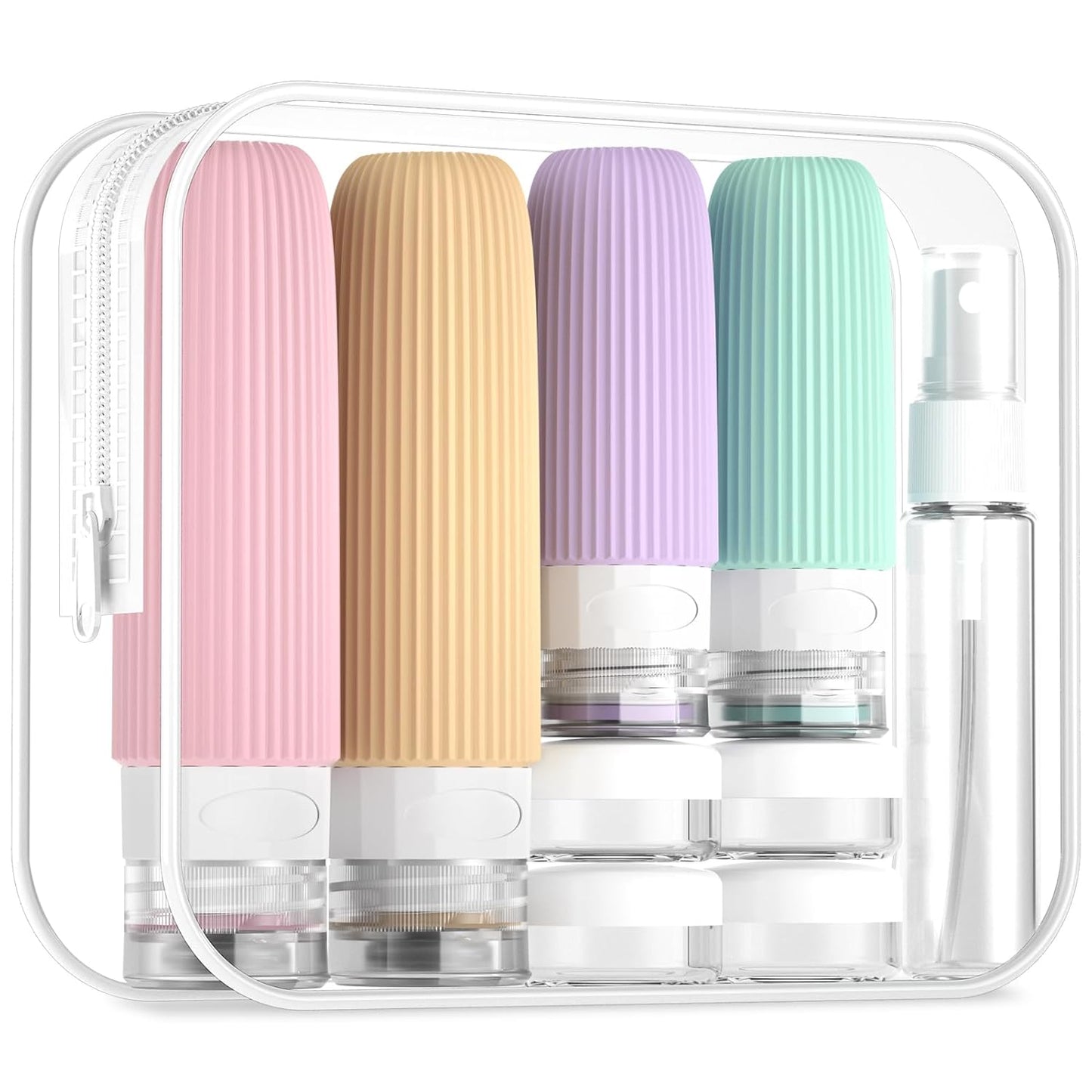 16 Pack Travel Bottles Set, TSA Approved Leak Proof Silicone Squeezable Containers for Toiletries, Refillable Travel Accessories for Conditioner, Shampoo, Lotion & Body Wash Accessories