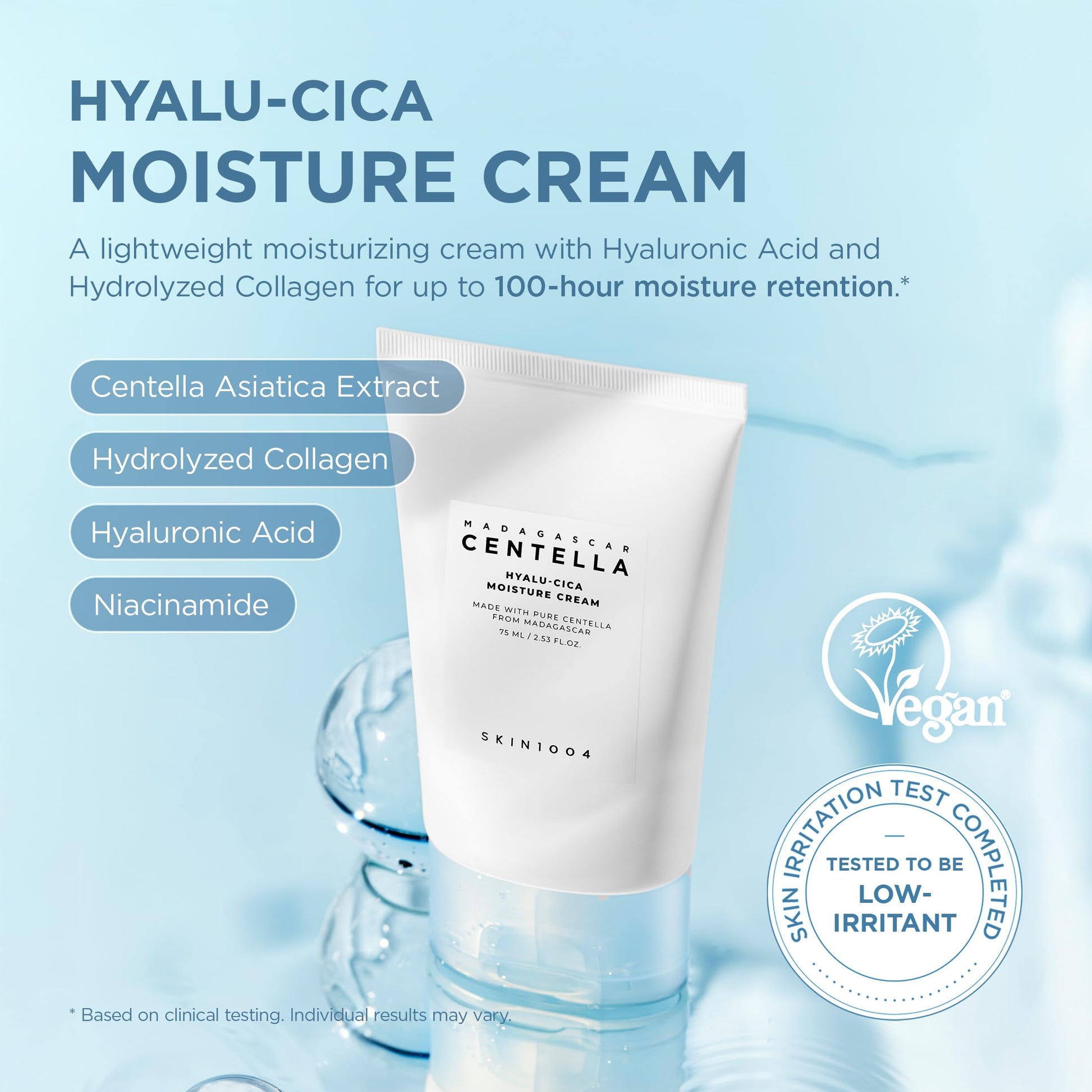 SKIN1004 Hyalu-Cica Moisture Cream, Face Moisturizer with Hyaluronic Acid, Centella Cream for Deep