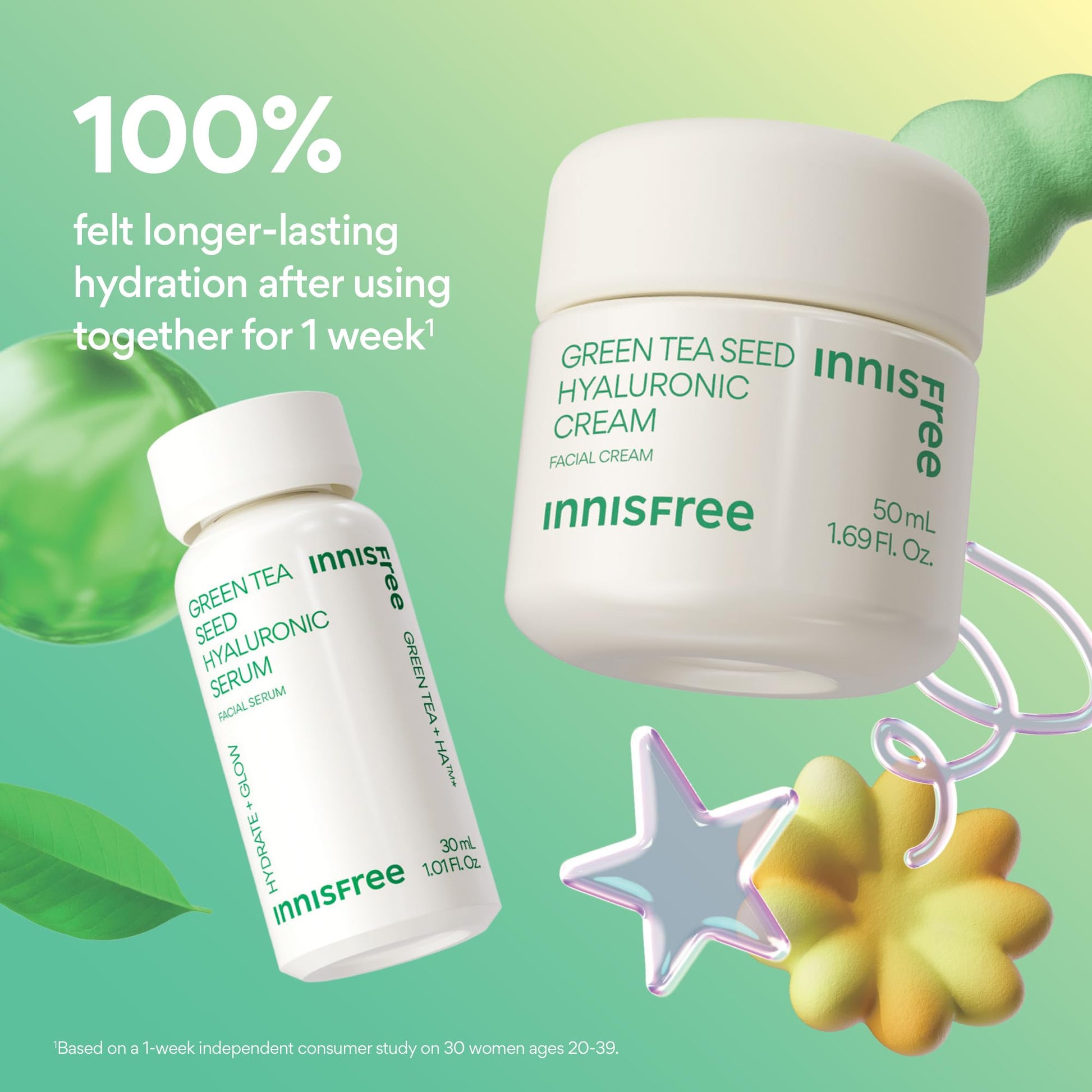 Innisfree Hydrate + Protect Set | Korean Skincare Set with Hydrating Green Tea Serum, Moisturizing