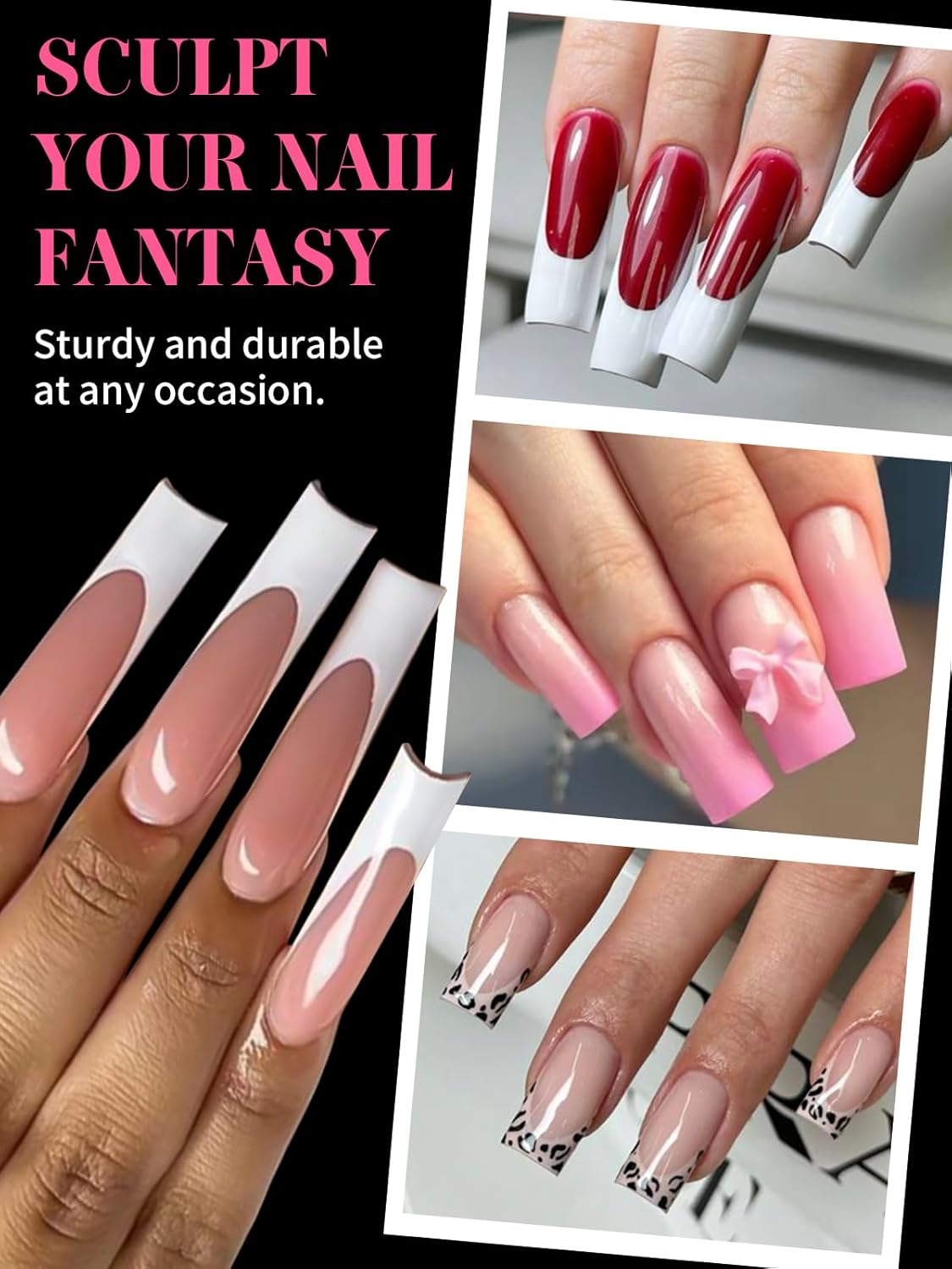 EBANKU Dual Nail Forms for Poly Extension Gel, Reusable Nail Molds 15 Sizes Nail Extension Forms for Builder Gel Manicure Design Salon DIY, 140 Pieces, 14 Sizes