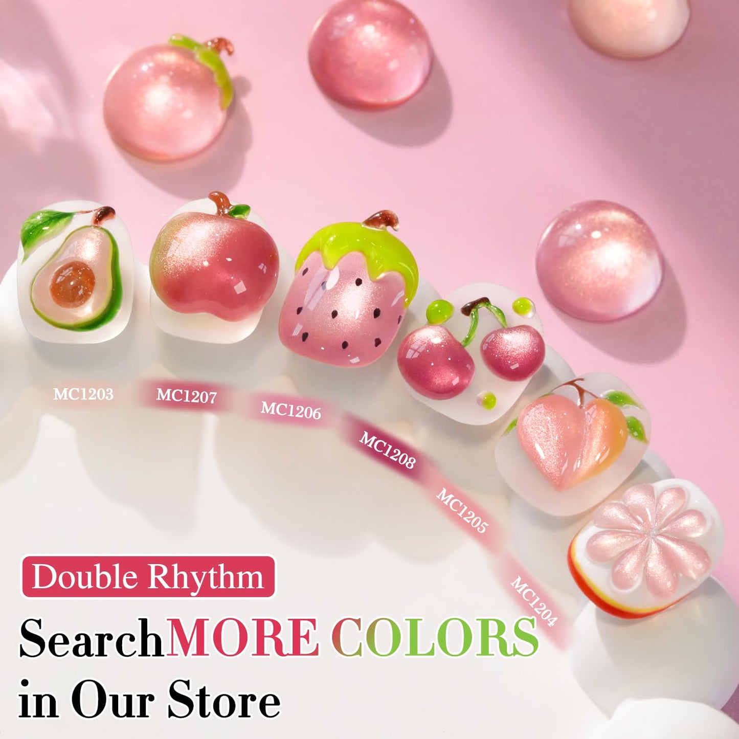 Double Rhythm 0.5 OZ Cat Eye Gel Polish with Magnet 15ML Holographic Glitter Shimmer Translucent Jelly Color Magnetic Nail Polish Salon DIY at Home (Red Pink-MC1207)