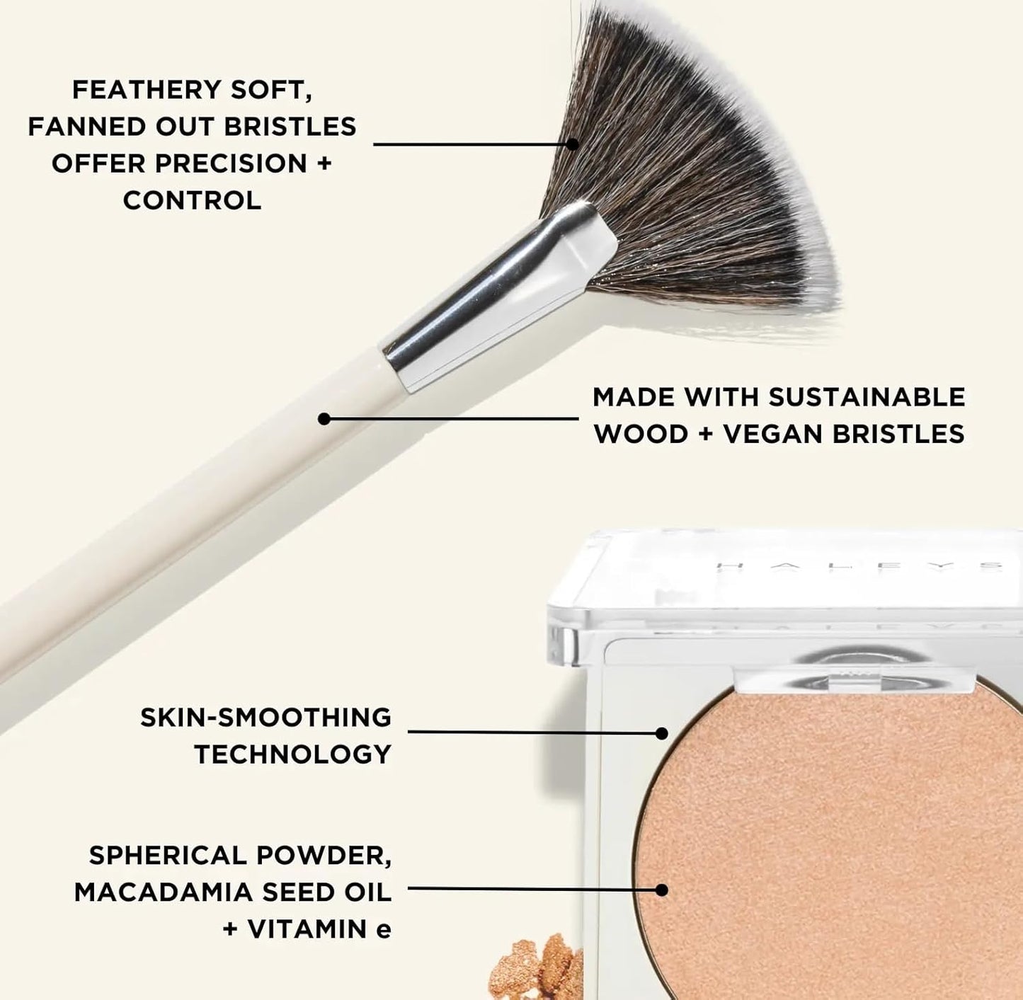 HALEYS Smoothing Highlighter Powder, Re-fract, Illuminating, Lightweight, Non-Caking, Smooths, Blurs, Long lasting, Nourishing & Skin-Softening, Infused with Spherical Powder, Macadamia Oil, V+CF