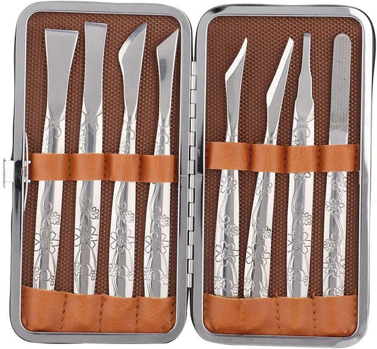 Watris Veiyi 8PCS Foot Shaver Pedicure Tool, Pedicure Knives Set, Stainless Steel Dead Skin Removal Kit, Foot File Callus Nail for Women Men Care Feet