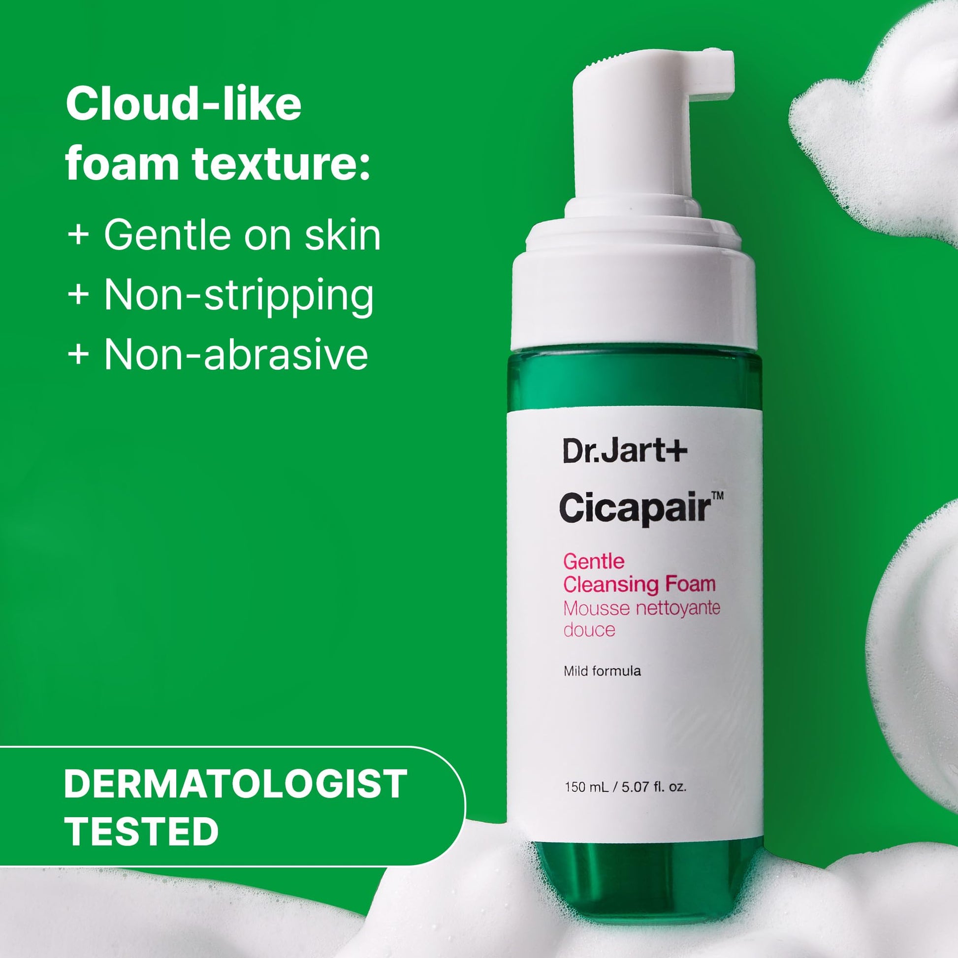 Dr.Jart+ Cicapair Gentle Foam Korean Face Wash Cleanser for Sensitive Skin with Centella Asiatica |
