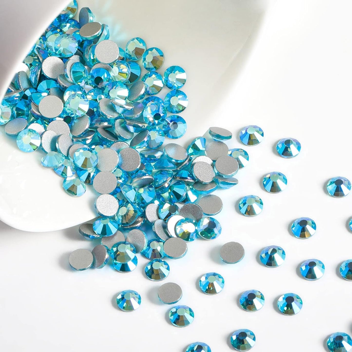 Beadsland 1440 Pieces Flat Back Crystal Rhinestones Round Gems,Aquamarine AB,SS20,4.6-4.8mm