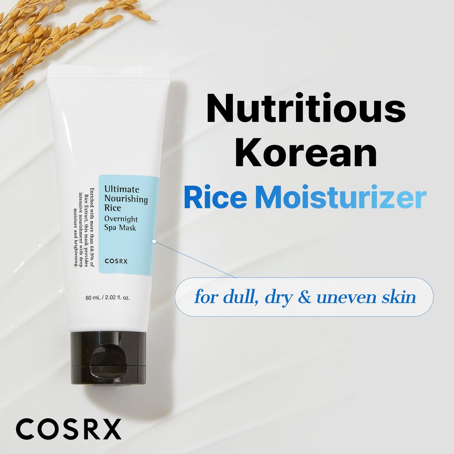 COSRX Ultimate Nourishing Rice Overnight Spa Mask, Niacinamide, 2.02fl.oz