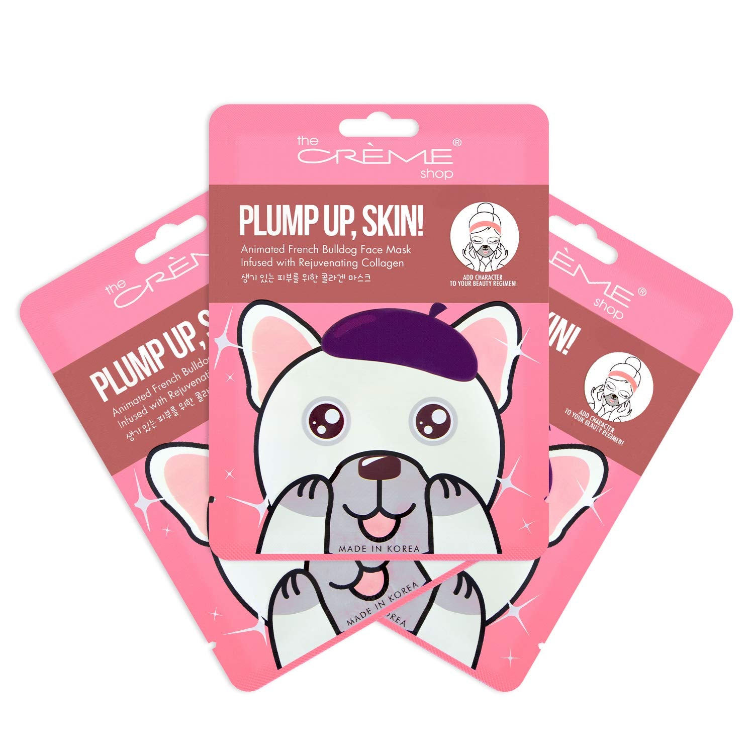 The Crème Shop Plump Up, Skin! Animated Face Mask (Bulldog/Set of 3)