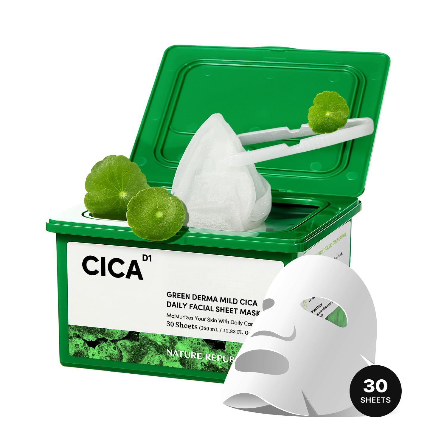 Nature Republic Cica Daily Face Mask (30 vegan sheets) | Propolis Extract & Centella Asiatica Bulk
