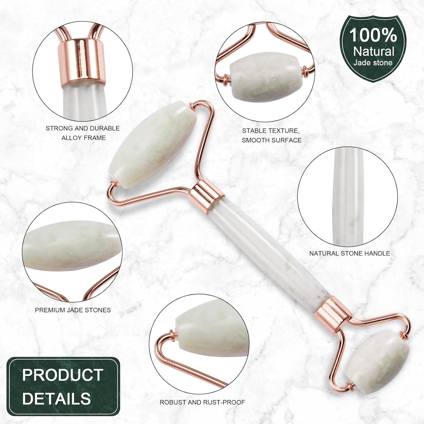 Jade Roller for Face, Facial Roller Massager Skin Care Tool, Gua Sha Facial Tools for Face, Neck, Eyes, Reduce Puffiness of The Skin
