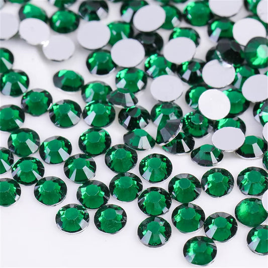 1500 Pieces SS16 4mm Flatback Rhinestones Clear Glass Round Gems Crystals for Nail Art DIY Crafts Clothes Shoes Bags （Dark Green）