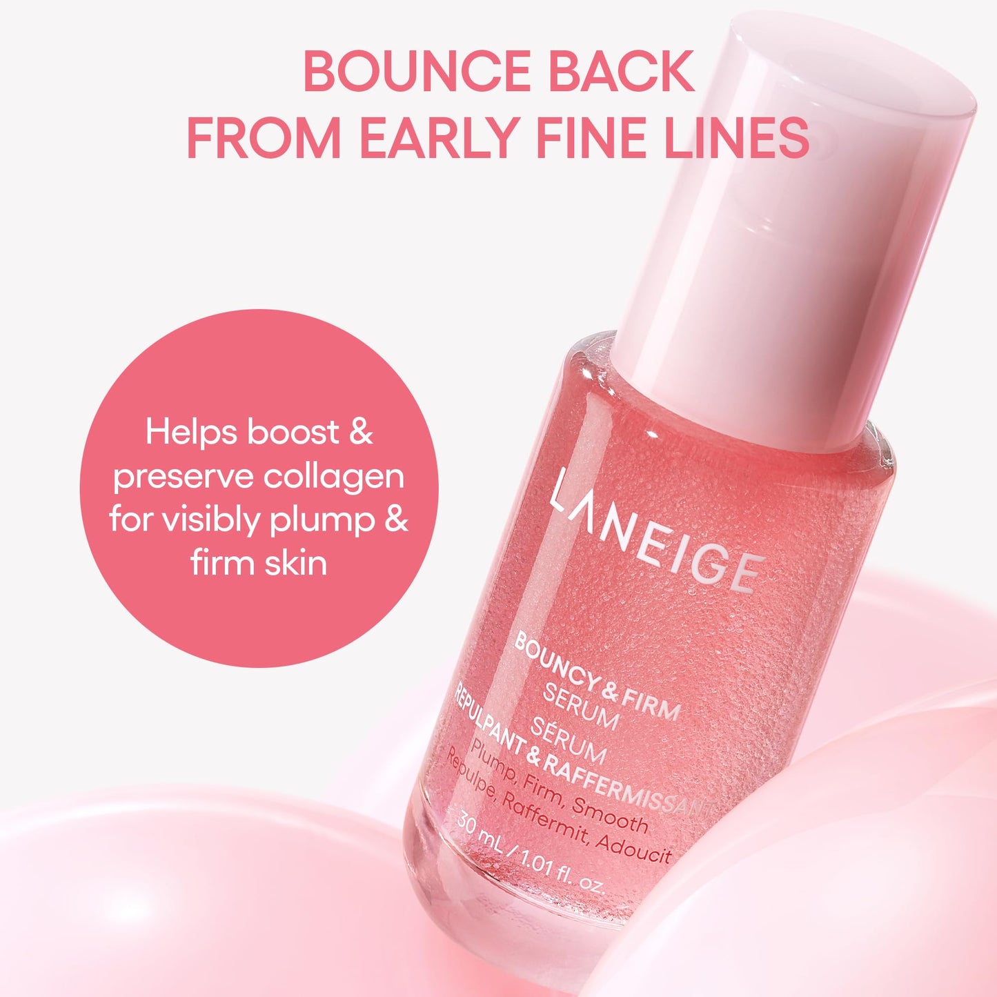 LANEIGE Bouncy & Firm Serum: Korean Slow Anti-Aging Collagen Complex Face Serum with Peptides for