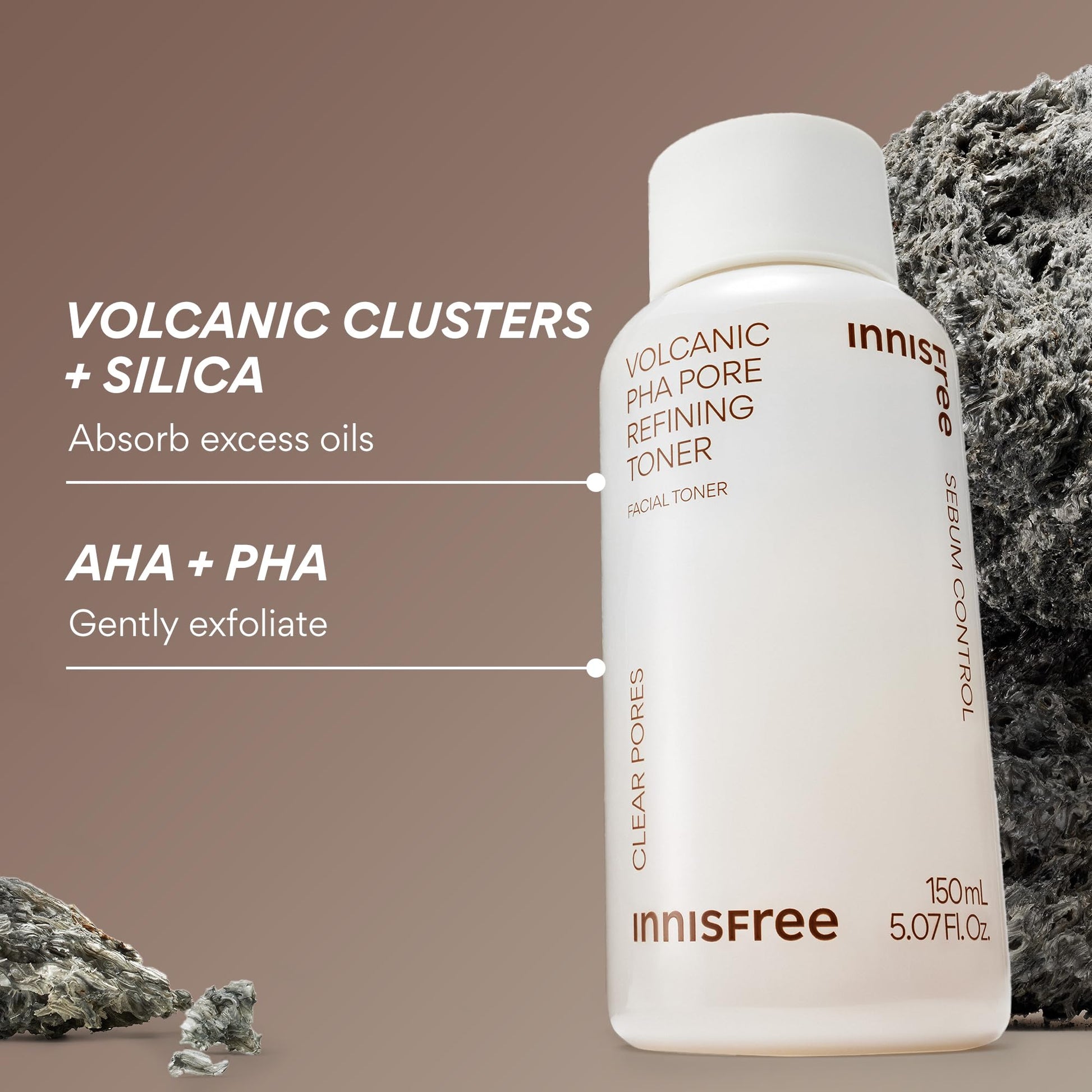 innisfree Volcanic PHA Toner | Korean Skincare with AHA and BHA | Refines Texture, Controls Oil |