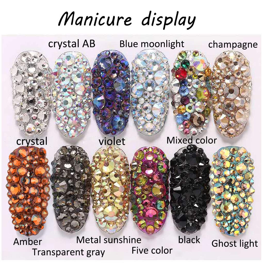 Rhinestones flat back gems round DIY decorative Nail Face and apparel accessories ss3-20 mix size(1440pcs champagne)