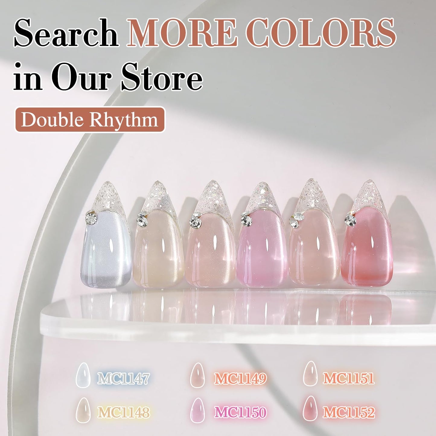 Double Rhythm 0.5 Oz Cat Eye Gel Polish with Magnet Same Color Same Bottle Holographic Glitter Shimmer Translucent Color Salon 15 ML Magnetic Nail Art (Apricot Peach-MC1151)