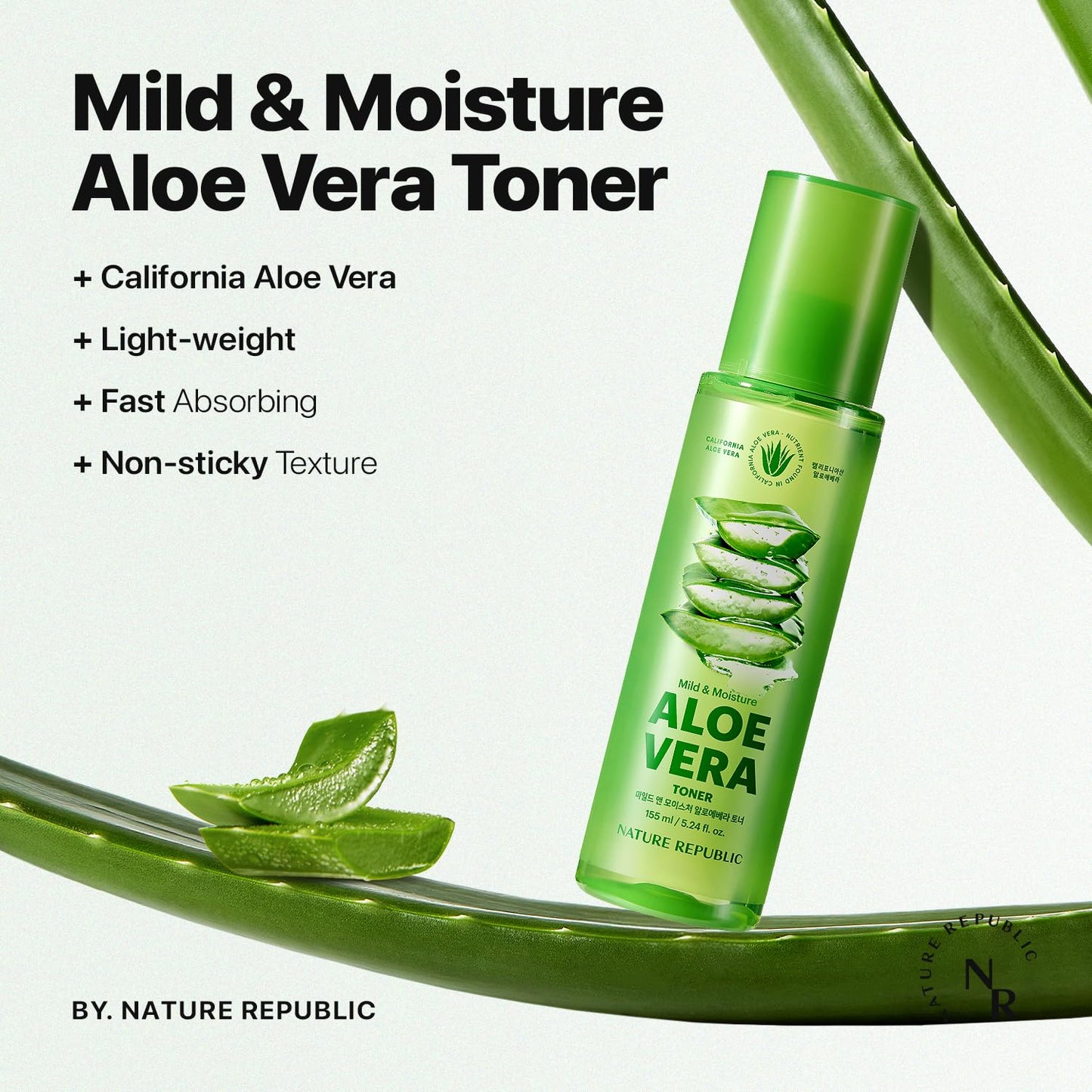 Nature Republic Mild & Moisture Aloe Vera Toner | Soothing & Hydrating Facial Toner, Lightweight