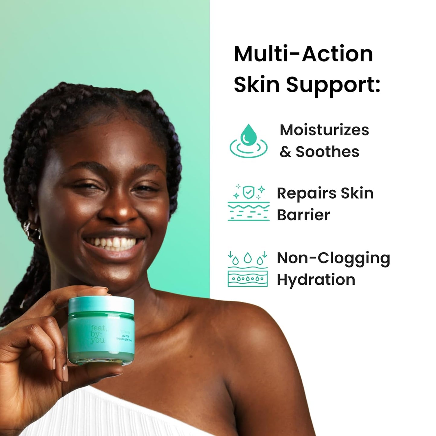 CICA Refreshing Gel Cream (2.7 FL OZ) Face Moisturizer for Dry Skin, Acne-Prone, Sensitive Skin with Vitamin C, Centella Asiatica, Niacinamide, Hydrating, Soothing, Korean Made