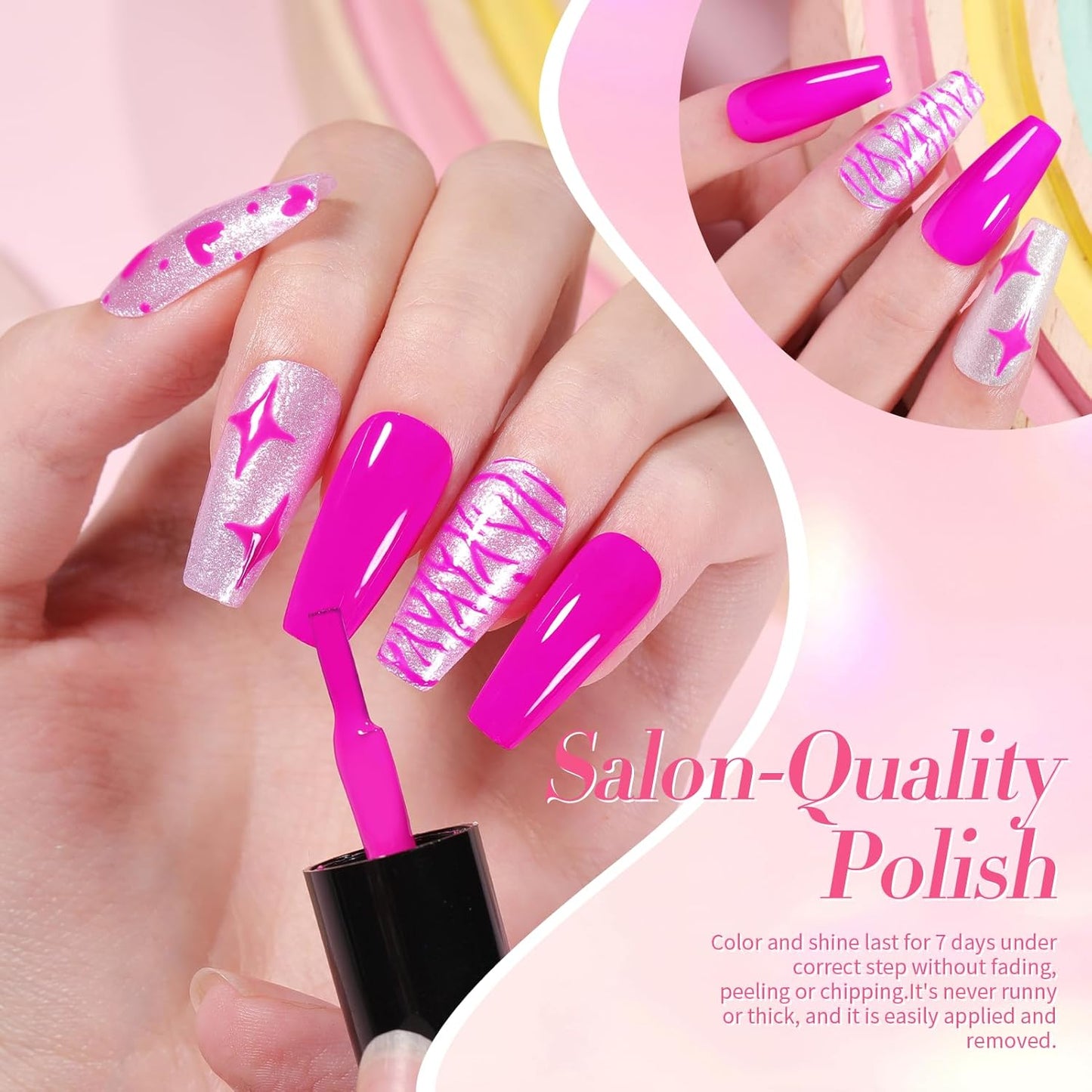 Born Pretty Pink Nail Polish Set Fingernail, 15 Colors Natural Pink Nude Neon Pink Hot Pink Bright Summer Quick Dry Nail Lacquer Glossy Nail Polish All Seasons Manicure Suitable Wedding Holiday