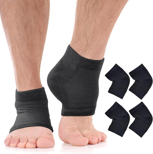 Moisturizing Socks for Men & Women | Cracked Heel Treatment with Aloe Vera | Moisturizer Heel Callus Remover | Aloe Socks for Cracked Heels & Dry Feet | Lotion Gel Sleeves (X-Large - Black)