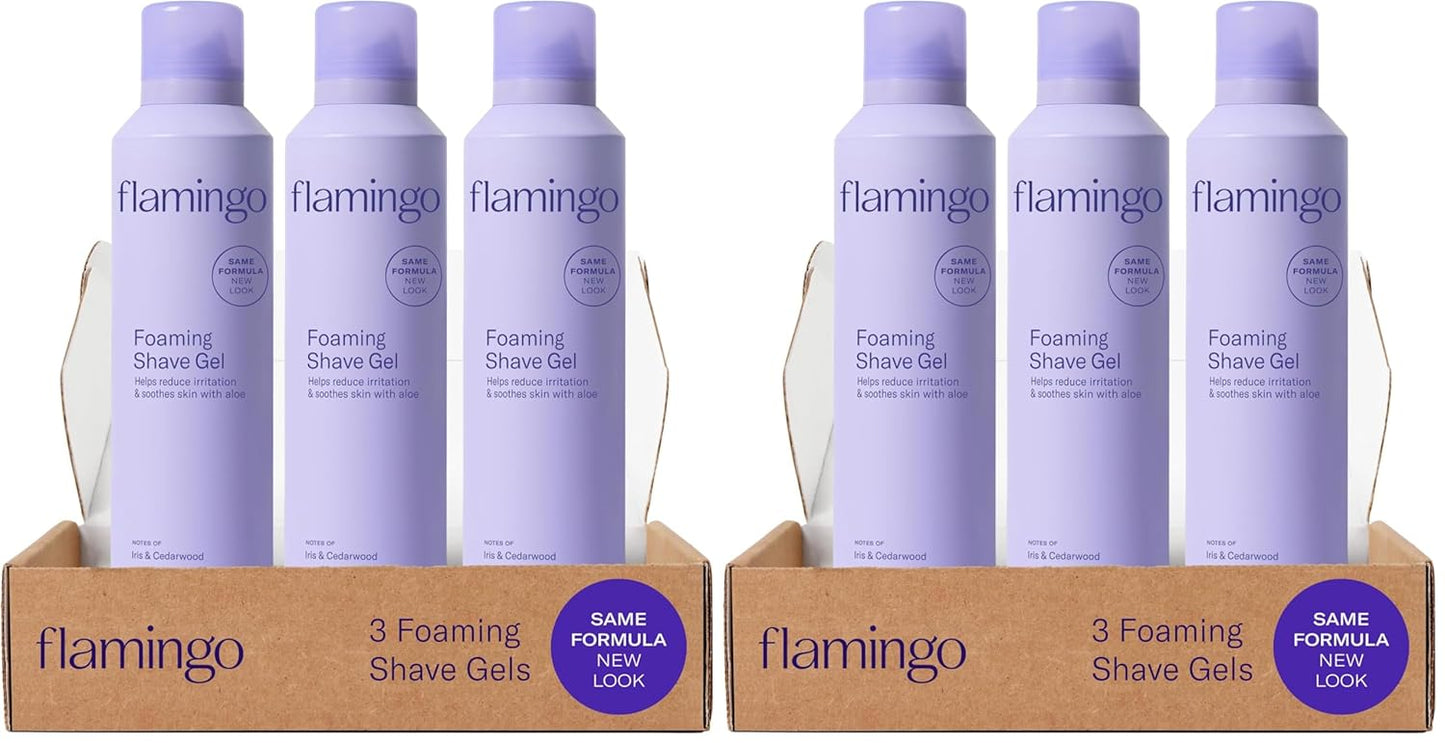 FLAMINGO Women's Foaming Shaving Gel with Aloe Vera, 6.7oz - 3ct (Pack of 2)