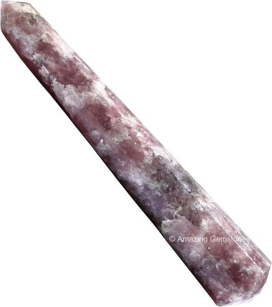 Amazing Gemstone Lepidolite Crystal Wand Massage Stick - Pelvic Wand Gua Sha for Adults - Crystals and Healing Stones Massage Wands for Adults Gifts (Pointed)