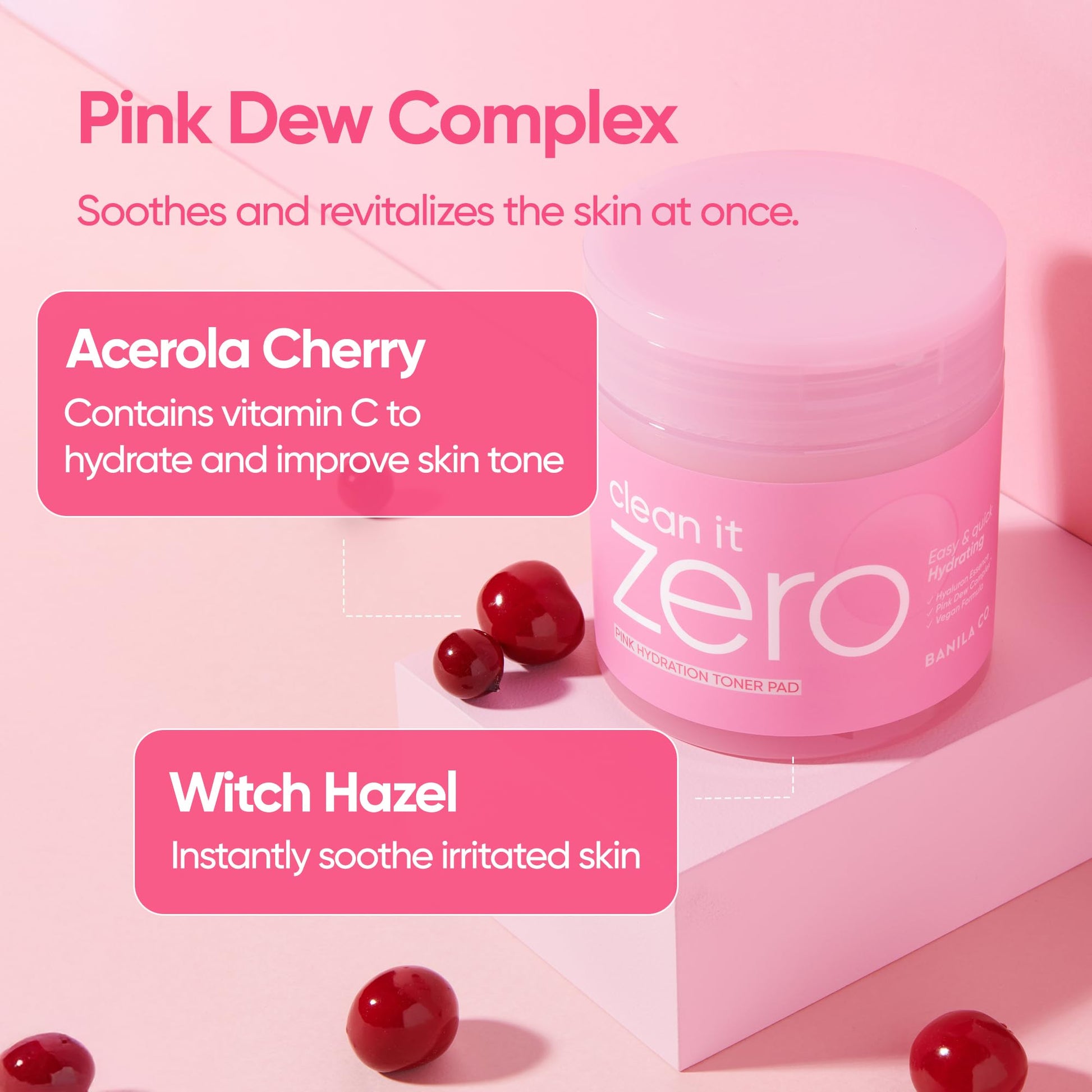 BANILA CO Clean it Zero Pink Hydration Toner Pad - Hyaluronic (70 Pads)